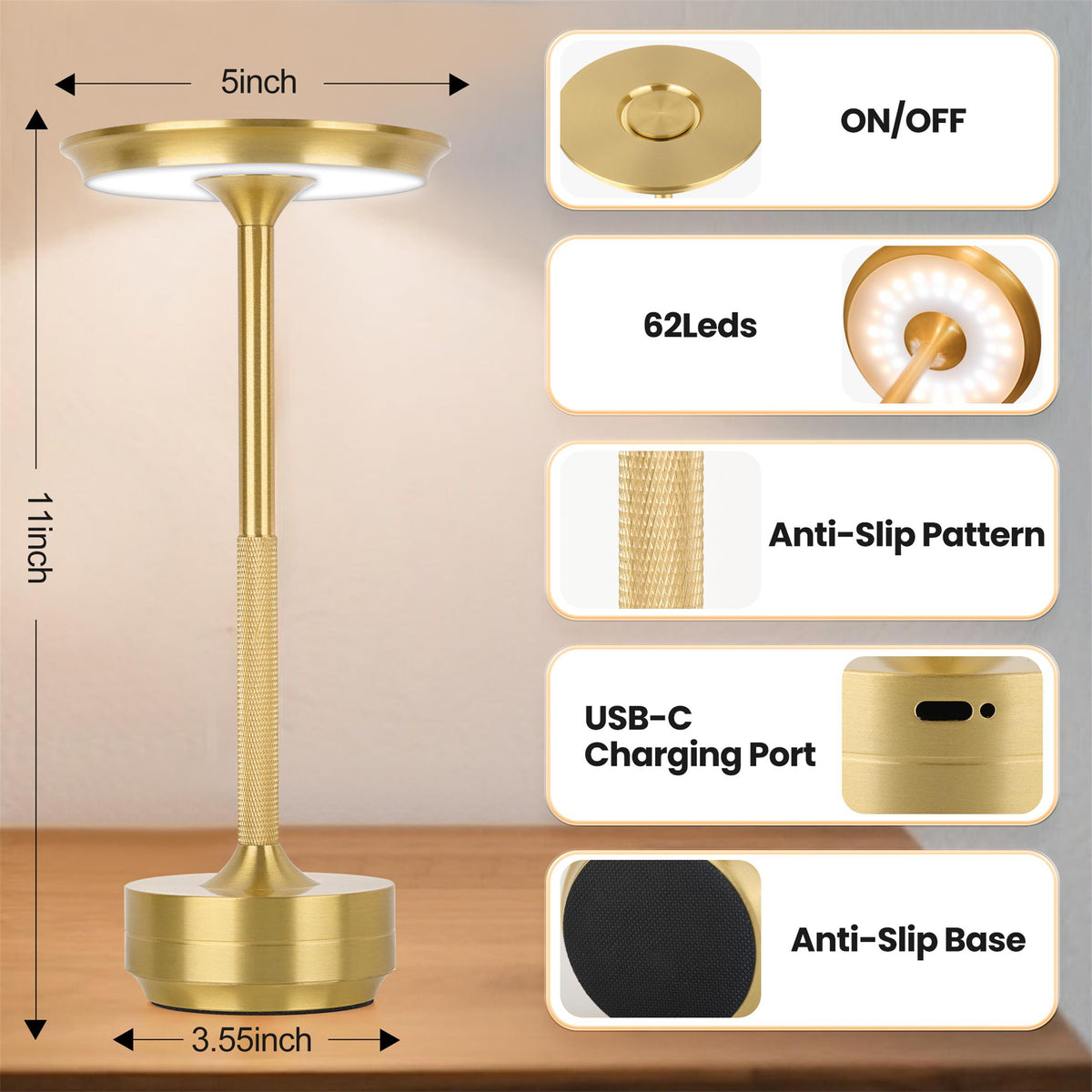 Rechargeable Cordless Table Lamps — 2 Pack — product view 5