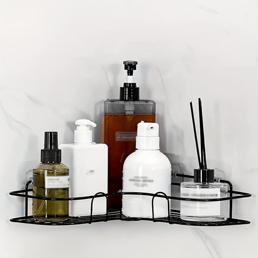 No-Drill Corner Shower Caddy — Black — product view 5