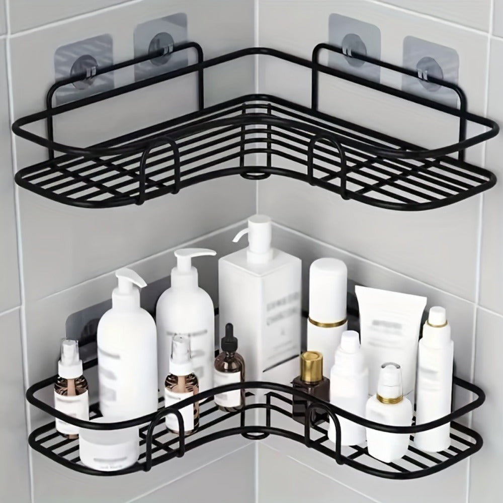 No-Drill Corner Shower Caddy — Black — product view 3