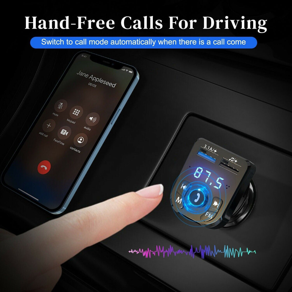 Bluetooth Car FM Transmitter & USB Charger — product view 6